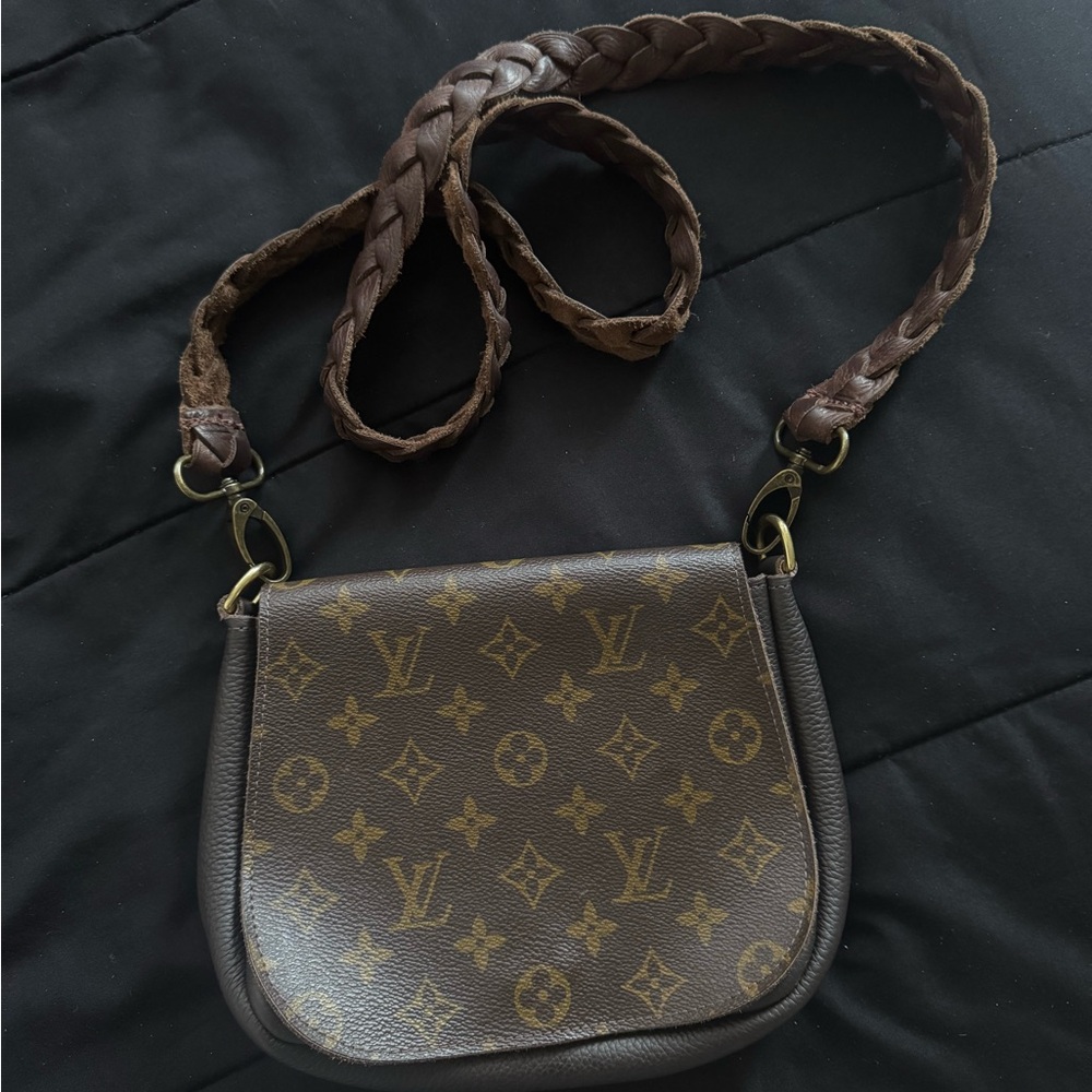 Elegant Designer Brown Monogram Crossbody Bag